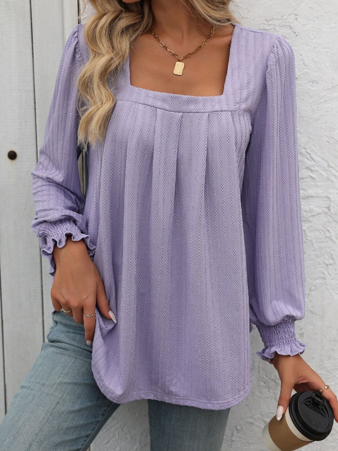 Mandy Square Neck Long Sleeve Top