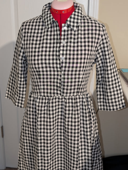 Black/White Plaid Midi Dress, size M | 2024 Closeout