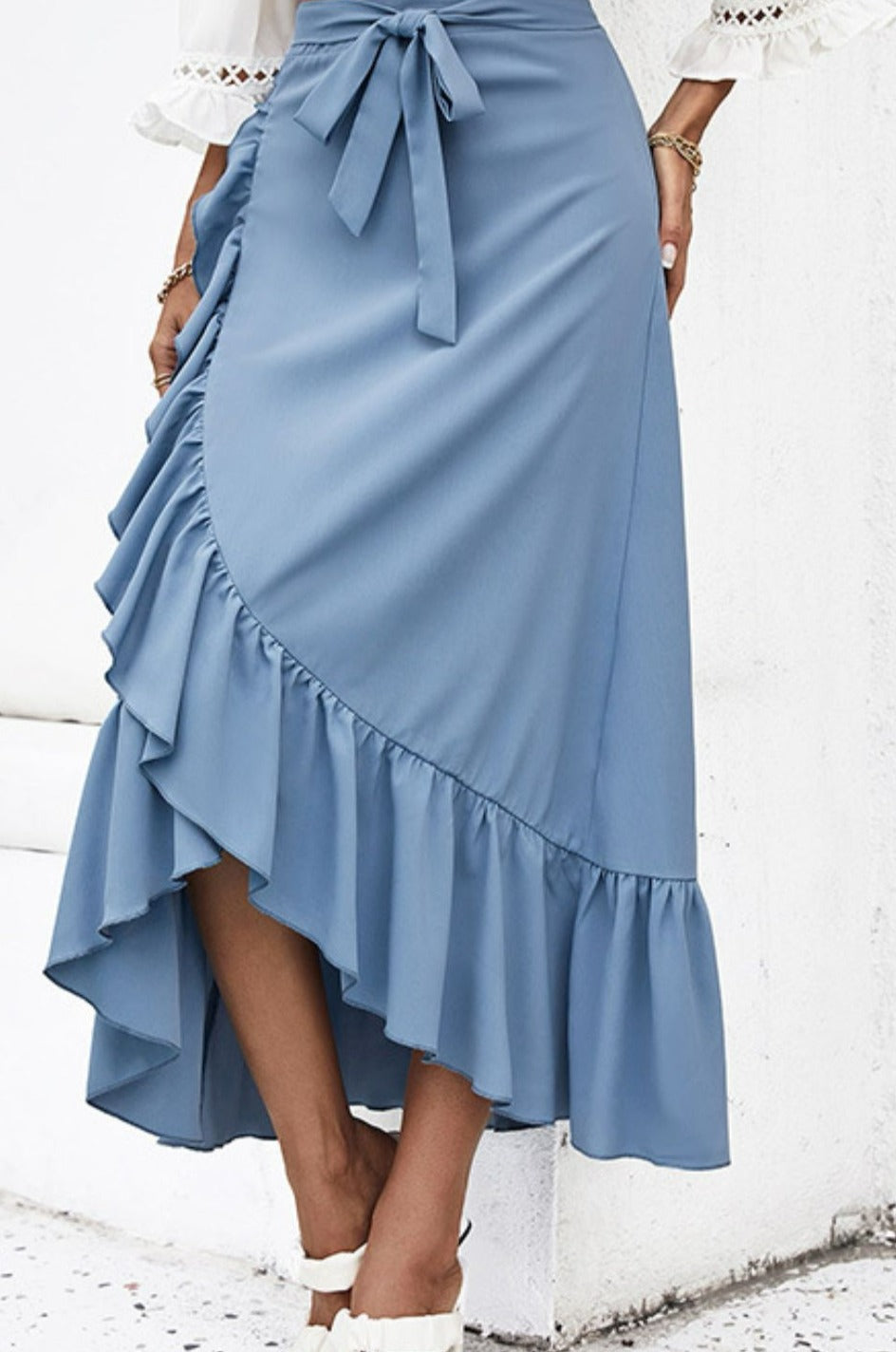 Ruffle Trim Tied Skirt